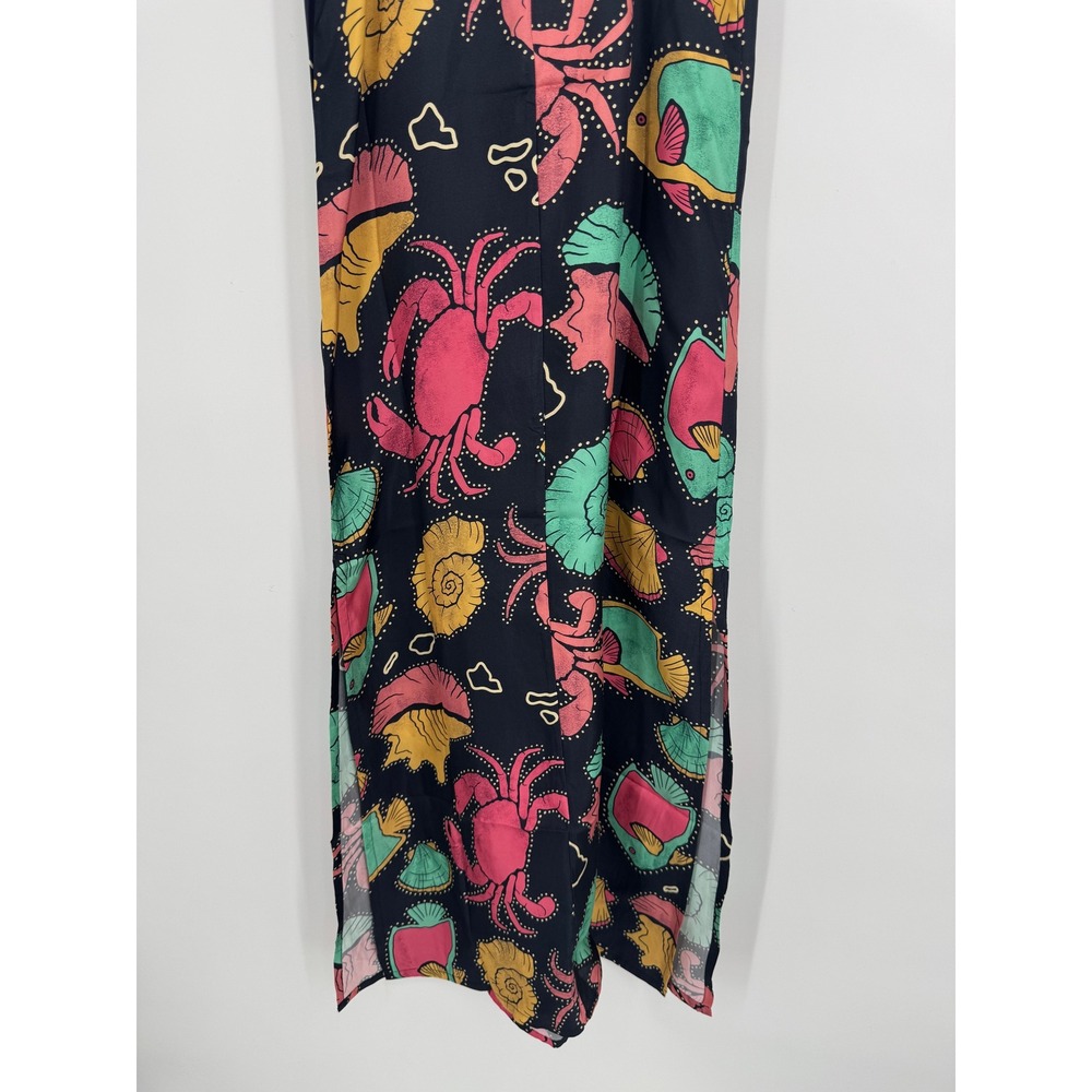 Kenny Flowers Silk Midi Dress XS Blue Sea Life Coastal Nautical Tropical NWT - Picture 8 of 11